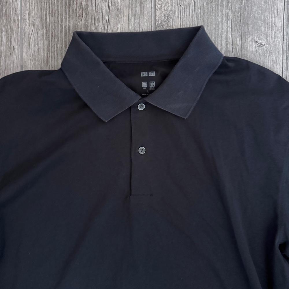 Uniqlo Men’s Black Polo Short Sleeve Tee Large Airism